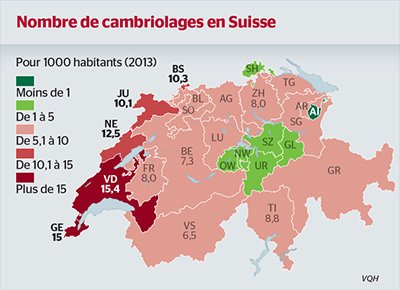 carte des cambriolages en Suisse