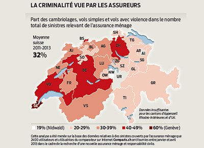 carte des cambriolages dans tout le pays Suisse